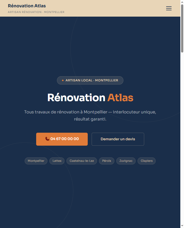 Rénovation — page d'accueil