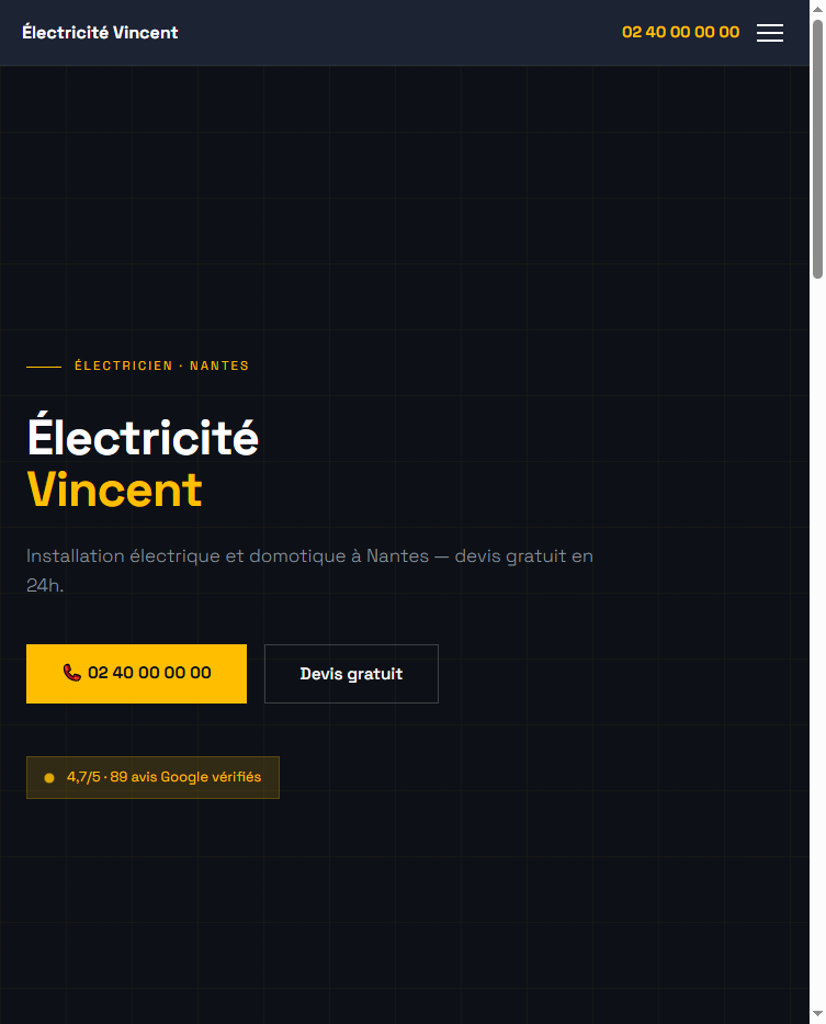 Électricien — page d'accueil