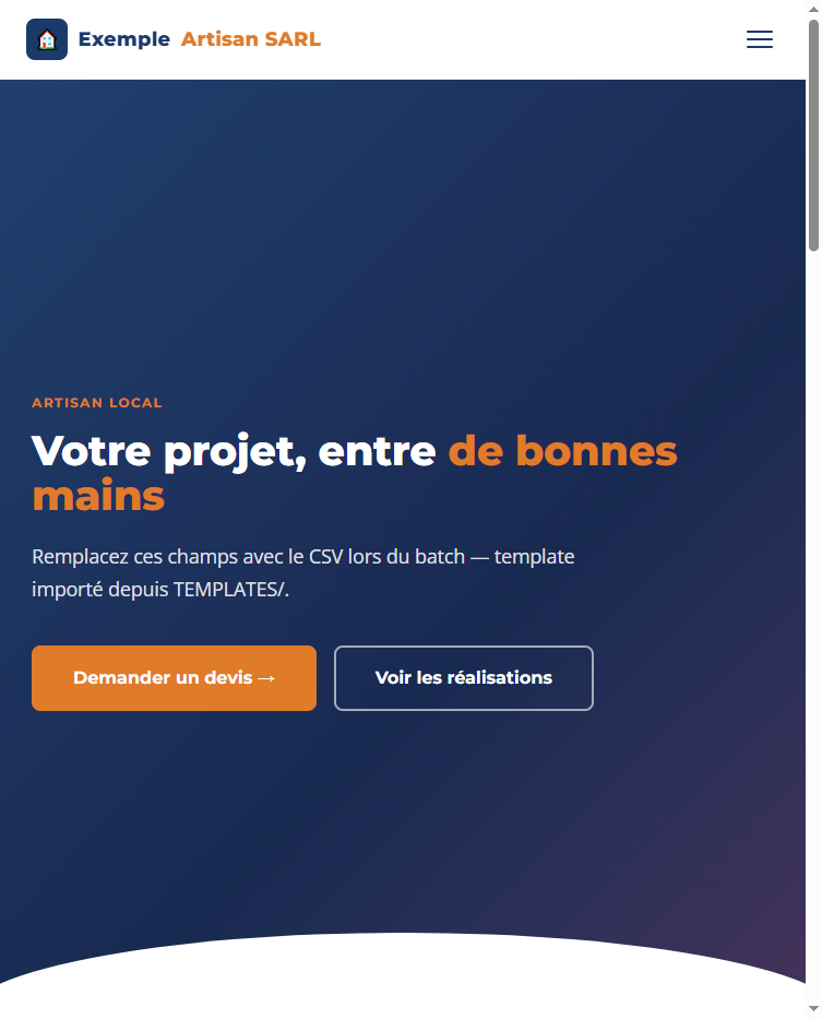 Artisan — page d'accueil