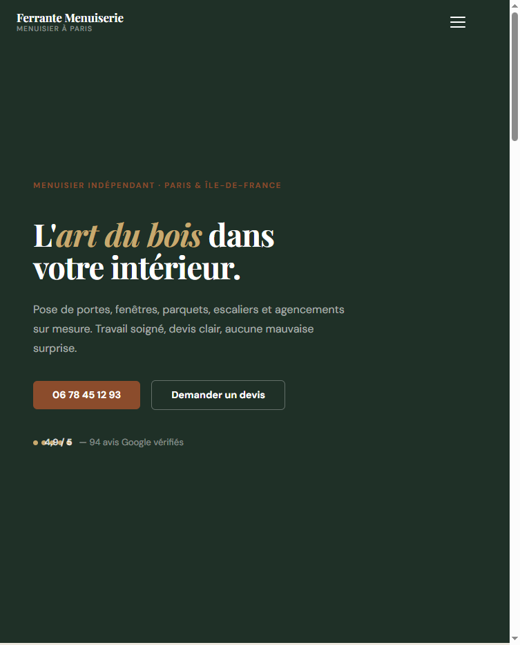 Site moderne — page d'accueil